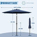 10FT Umbrella Outdoor Patio, Backyard Umbrella with 8 Sturdy Ribs, Push Button Tilt and Crank, Waterproof UV Protection for Garden, Table, Pool, Market