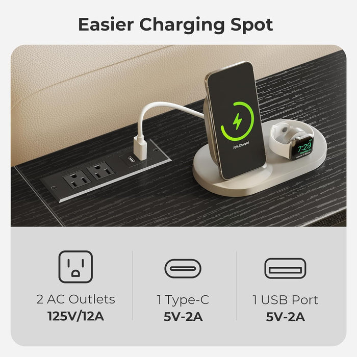 70 Inch Console Table with Outlets and USB-C Port, Extra Long behind Couch Sofa Table with X-Shaped Design, Narrow for Entryway, Living Room, Metal Frame, Wooden Top, Black