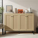 Sideboard Accent Storage Cabinet with Rattan Decorated 4 Doors Dining Room Freestanding Kitchen Buffet Table Cupboard (Natural)