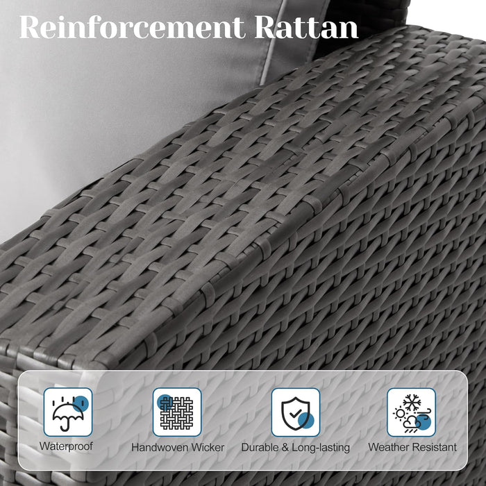 4 Piece Patio Furniture Sets, All-Weather Wicker Conversation Sets, Outdoor Rattan Sectional Sofa Chair with Cushions and Coffee Table for Balcony, Garden, Backyard,Grey/Light Grey