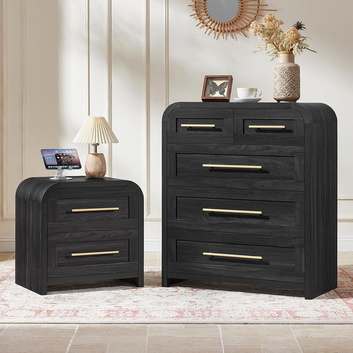 Chest of Drawers, Curved Dresser for Bedroom Small Dressers
