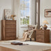 Dresser for Bedroom 5 Drawer 45" Tall with Gold Handle Closet Storage