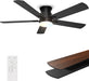 Ceiling Fans with Lights 52 Inch, Flush Mount, Remote Control, 3CCT Dimmable, 6 Speeds, Quiet Reversible DC Motor, Low Profile Hugger Black Ceiling Fan for Bedroom, Living Room, Indoor/Outdoor, ETL