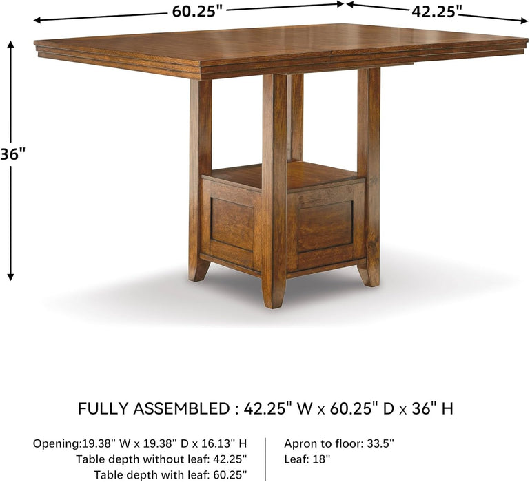 Ralene Traditional 36" Counter Height Dining Room Extension Table, Medium Brown