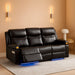 Power Reclining Sofa with Colorful LED Lights, Wall Hugger Reclining Sofa, Space-Saving RV Sofa with USB Charging & Side Pocket for Living Room, Apartment (Brown, Sofa) | Wall Hugger, LED Lights, RV Sofa