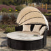 Patio Furniture Outdoor round Daybed with Retractable Canopy Wicker Rattan Separated Seating Sectional Sofa for Patio Lawn Garden Backyard Porch