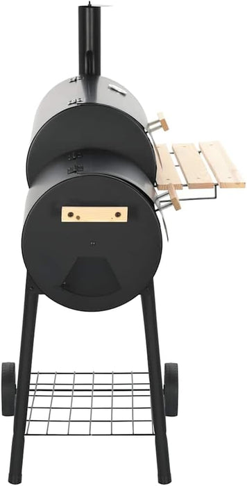 Offset Smoker BBQ Grill with Side Firebox, Charcoal and Wood Burning Smoker for Outdoor Cooking, Backyard Parties, and Grilling, Includes Thermometer and Wheels