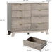 8 Drawer Fluted Dresser for Bedroom, Mid Century Modern Wooden Dresser with 8 Drawers, Dressers & Chests of Drawers with Metal Handle, TV Stand & Storage Organizer for Entryway, Hallway, Grey