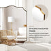 30"X40" Brushed Gold Bathroom Mirror, Large Rectangle Scalloped Mirror, Antique Brass Mirror in Rust-Proof Stainless Steel 1" Frame, Unique Wavy Design, Ideal for Home Remodel
