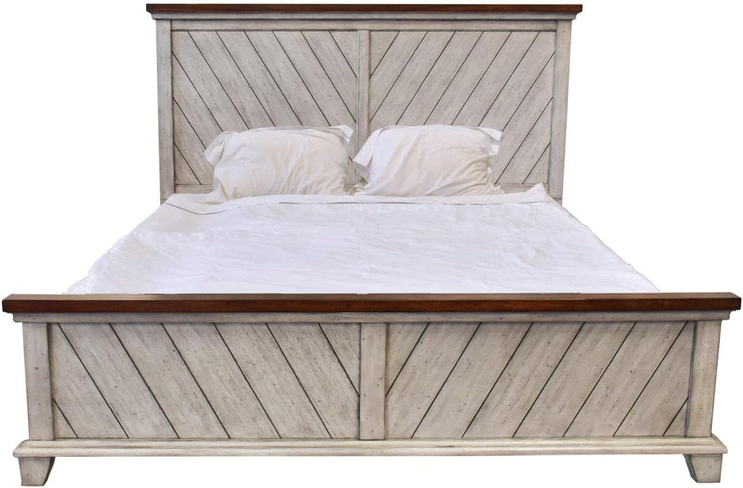 Bear Creek King Bed with Rustic Ivory and Honey Finish BC900-KBED