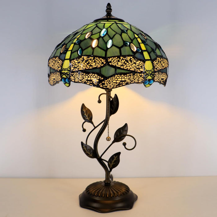 Tiffany Style Sea Blue Dragonfly Stained Glass Table Lamp 19 Inch