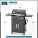 4 Burners Propane Gas Grill and Griddle Combo with Side Burner, 2 in 1 Griddle Grill and Porcelain-Enameled Cast Iron Grates, 46,700 BTU Outdoor Cooking Barbecue Grill, Black