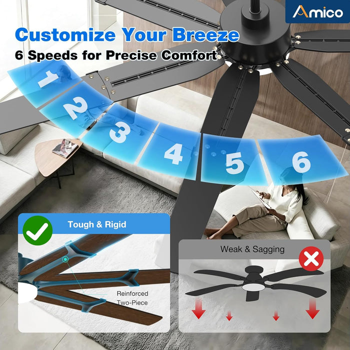 72 Inch Commercial Outdoor Ceiling Fan Brushed