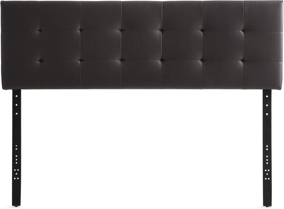 Hawthorne Faux Leather Headboard - Modern -Adjustable Height - Buttonless Tufting, Full/Full XL, Brown