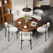47 Inch round Dining Table for 4-6, Circle Farmhouse Kitchen Table with Storage Space, Wood Strip Base for Dining Room, Living Room, Lunch (Dark Brown)