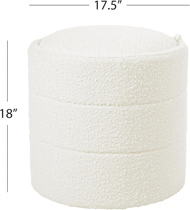 Storage round Ottoman with Removable Lid (With Hidden Storage) |  Home Décor | Upholstered round Ottoman – Cream Boucle