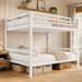 Metal Bunk Bed Full over Full with Ladder and High Guardrail, Heavy-Duty Metal Slats Support, Noise Free, No Box Spring Needed, for Kids and Juniors, White