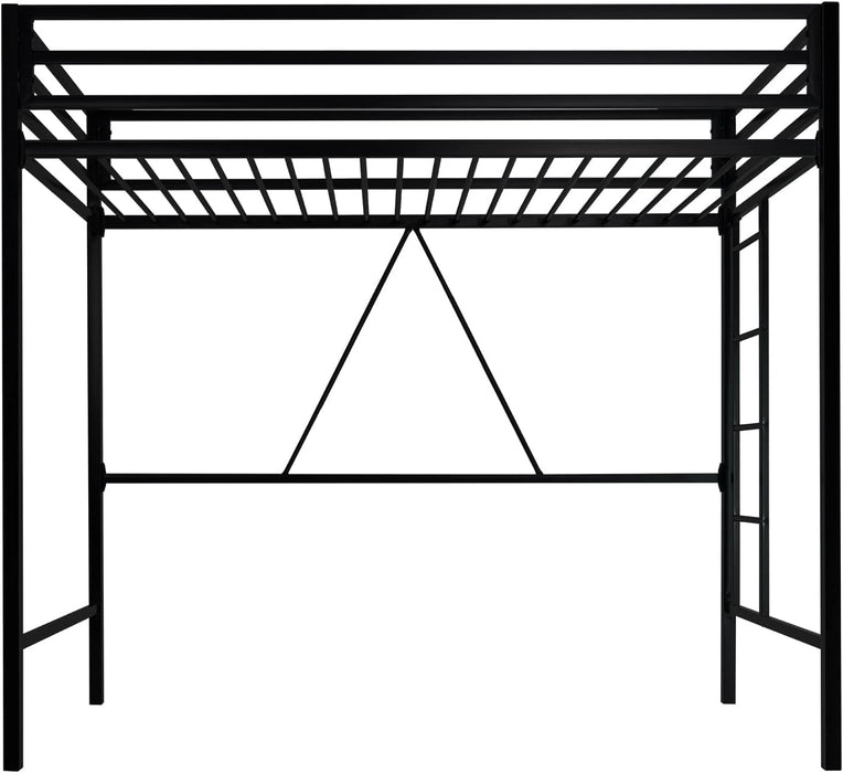 Loft Bed Twin Size with Ladder and Guardrail,Heavy Duty Metal Slats Support No Box Spring Needed Small Space Saving Furniture for Bedroom Dorm,Black