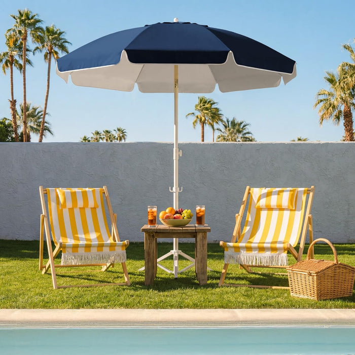 6.5Ft Sun Shade Umbrellas, Portable Umbrella with Stand, Lightweight Sun Protection Free Standing Sport Umbrella for Outdoor Sports, Camping, Fishing, Patio, Beach, Navy