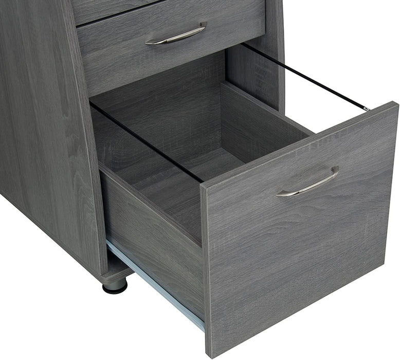 47.5'' Computer Desk with File Cabinet and Drawers, Storage Cabinet with Removable Shelf and Ventilation for CPU, Home Office Desk or Computer Workstation with Keyboard Tray, Grey - ShipItFurniture