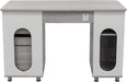 47.5'' Computer Desk with File Cabinet and Drawers, Storage Cabinet with Removable Shelf and Ventilation for CPU, Home Office Desk or Computer Workstation with Keyboard Tray, Grey - ShipItFurniture