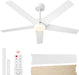Ceiling Fans with Lights, 52 Inch Low Profile Ceiling Fan with Light and Remote, Flush Mount for Bedroom, Living Room, Garage, 6+1 Speeds, 3CCT, Dimmable, Timer, Quiet Reversible, White