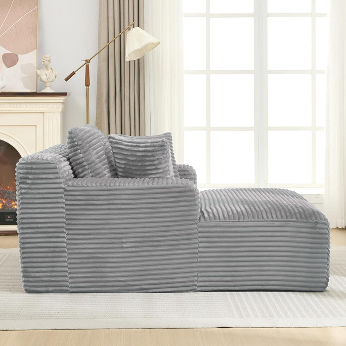 Oversized Chaise Lounge With Deepseat Corduroy Upholstery