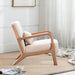 Mid Century Modern Accent Chair with Wood Frame, Upholstered Living Room Chairs with Waist Cushion, Reading Armchair for Bedroom Sunroom (Beige)