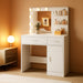 Lighted Makeup Vanity Desk, 35.4“W X 15.7'”D X 54“H, White (With Lights and Mirror, Dimming Function, 2 Drawers and 1 Cabiniet, Open Shelves) by Boahaus