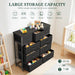 9-Drawer Dresser for Bedroom, Anti-Tip Tall Storage Organizer Chest of Drawers with Wooden Top and Metal Frame Fabric Bins for Closet, Living Room, Hallway, Entryway, Black