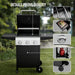 3 Burners Portable Gas Grill with Enameled Cast Iron Grates, Powerful 36,000 BTU Propane Grill with Side Shelf & Bottom Cabinet, Outdoor Grill with Wheels for Patio Backyard Garden BBQ Use