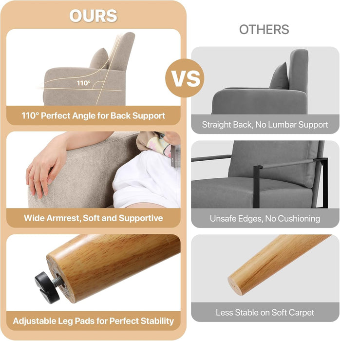 Beige Upholstered Contemporary Accent Chair With Legs