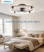 Low Profile Ceiling Fans with Lights and Remote, 24In Flush Mount Ceiling Fan with Light, 3000K-6500K Dimmable Fandelier LED Fan Light, Black Bladeless Ceiling Fans with Lights for Bedroom