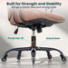 Leather Office Desk Chair with Rubber Casters for Home (Brown)