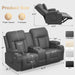 Loveseat Recliner Sofa, Home Theater Seating with Center Console, Reclining Loveseat RV Couch with USB Ports & Phone Holders, Wall Hugger RV Sofa Furniture with Storage & Pocket