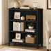 Small Black Bookshelf, 3 Tier Short Book Shelf, Farmhouse Bookcase Storage Organizer, Wooden Book Cases for Small Space, Office, Bedroom, Living Room, Apartment (Black Oak)