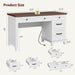 Executive Home Office Desk, Adjustable File Drawer Office Desk