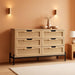 RattanOpenworkBraided Chest Of Six Drawers WalnutFinish