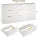 White 9 Drawer Dresser for Bedroom, 63" Wide Modern Fluted Chest of Drawers, Wooden Dresser with Gold Metal Handles, Mid Century Large Dresser TV Stand for Living Room Hallway