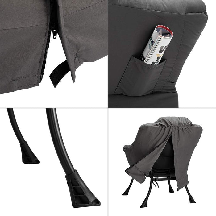 Dark Grey Foldable Ottoman Lounge Armchair Footrest