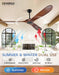 72 Inch Outdoor Ceiling Fan No Light,Solid Wood Ceiling Fans without Lights with Remote Control/Wall Control,Large 3 Blades Walnut Propeller for Patio,Porch,Living Room,Bedroom,Farmhouse