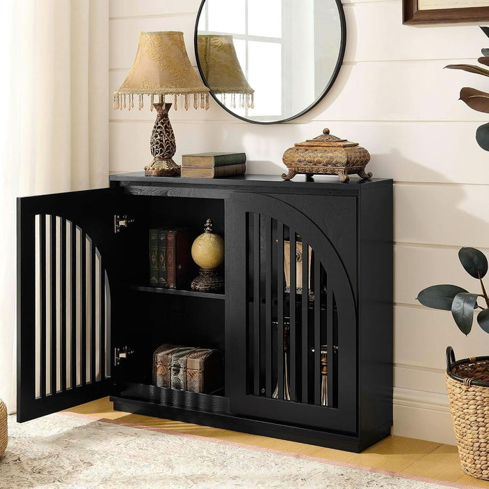 Black Sideboard Buffet Storage Cabinet,Narrow Small Entryway Cabinet