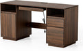 Farmhouse Executive Desk With Charging Station Brown