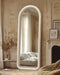 Arched Full Length Mirror, Free Standing Floor Velvet Finish Frame Mirror for Leaning or Hanging, Soft Touch Bedroom & Living Room Decor, Cream White
