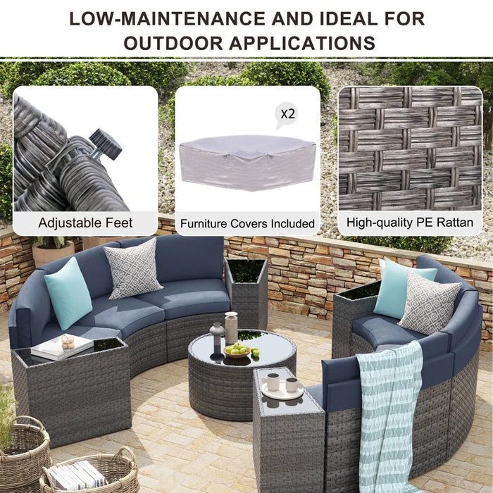 Wicker 6 - Person Modular Patio Conversation Sets with Cushions