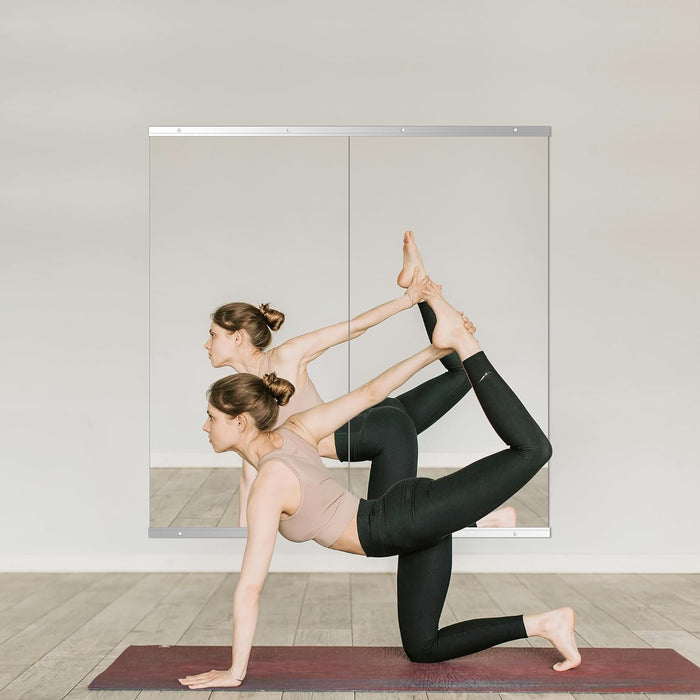 Home Gym Mirror for Wall, 55" X 16" X 2PCS Frameless Full Length Mirror