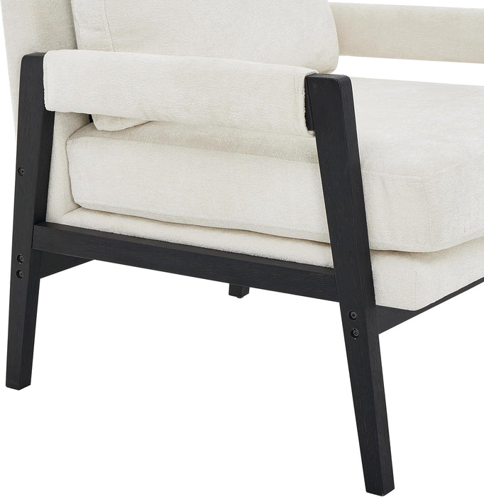 Kelly Mid-Century Modern Chenille Upholstered Accent Armchair, White