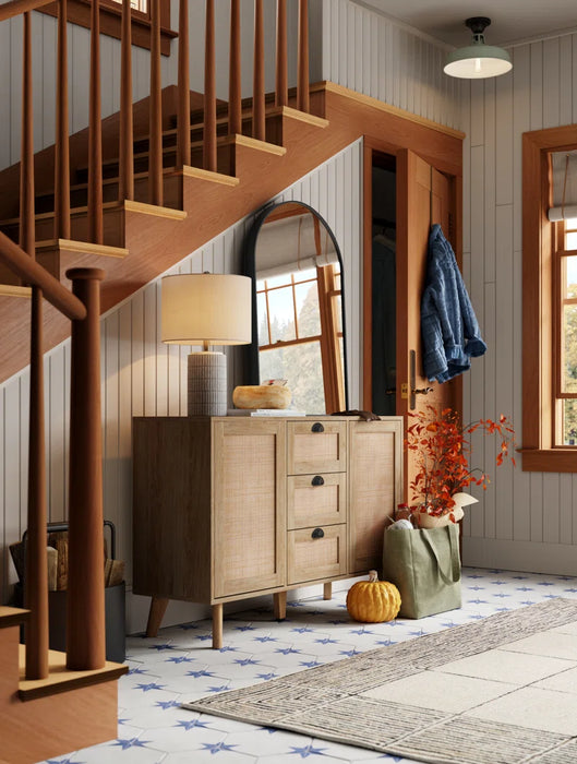 Atwood 3 - Drawer 2 - Door Accent Nature Rattan Cabinet