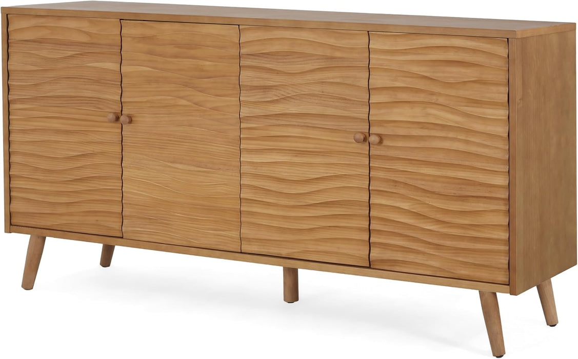 Jope Wooden Sideboard Cabinet, Large Sideboard Buffet Cabinet, Living Room Accent Storage Cabinet with Adjustable Shelves,Kitchen Cabinet Organizer for Coffee Bar,Natural Brown