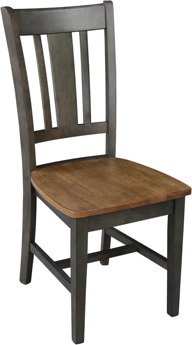 International Concepts San Remo Splatback Dining Chair, Height, Hickory/Washed Coal